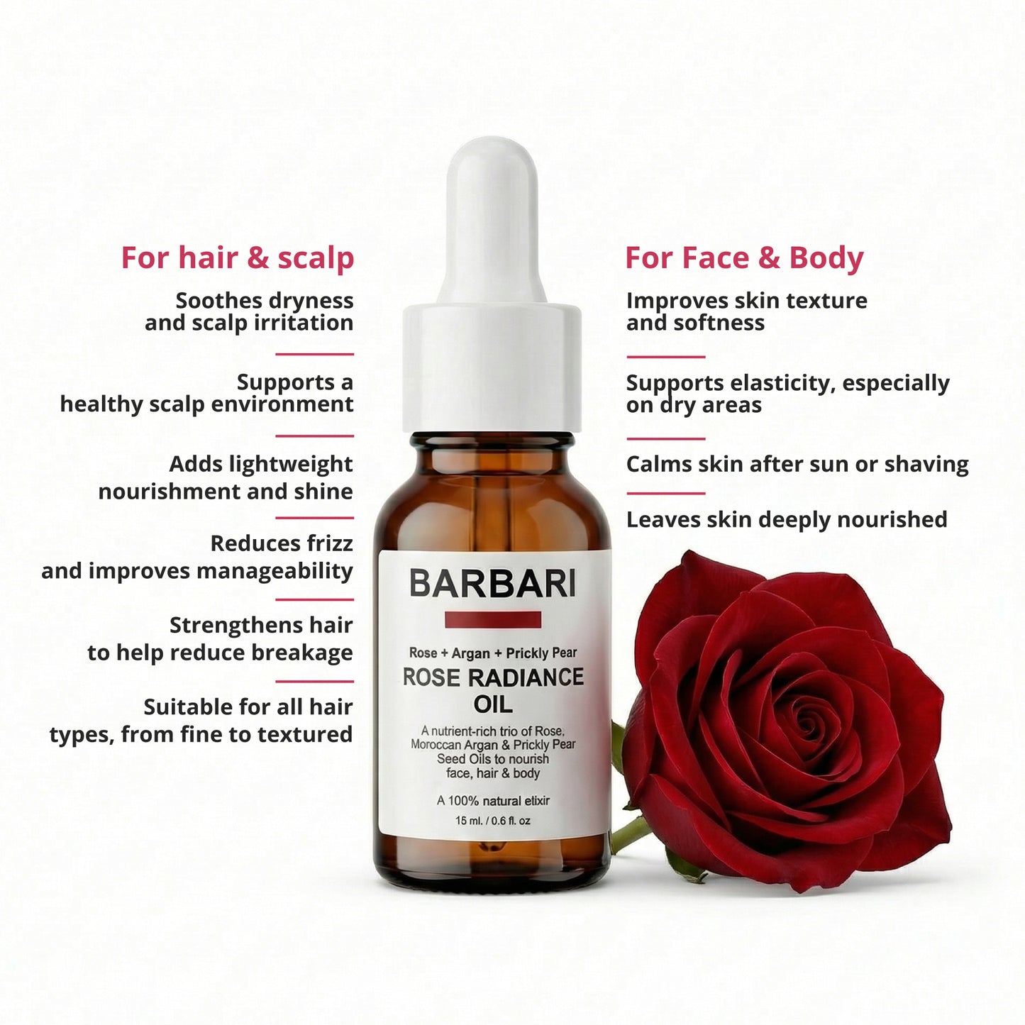 BARBARI Rose Radiance Oil for Face, Hair & Body